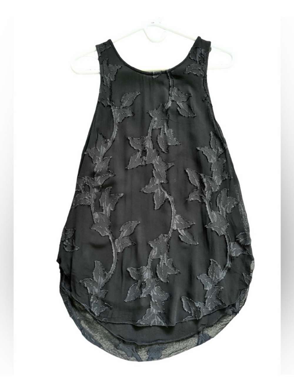 Aritzia Wilfred Sevres Floral Appliqué Swing Black Tank Top Blouse Size Medium